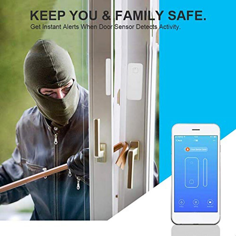 Sensor de puerta/ventana inteligente inalámbrico blanco Compatible con Alexa y Google asistente No requiere Hub