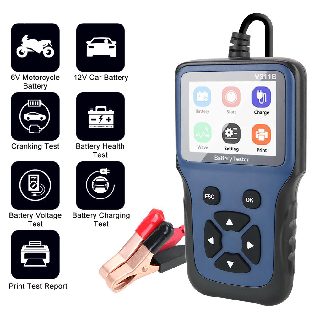 V311B 12V Car Battery Charger Tester Analyzer Car Charging Cricut Load Test Auto Diagnostic Tool Automotive