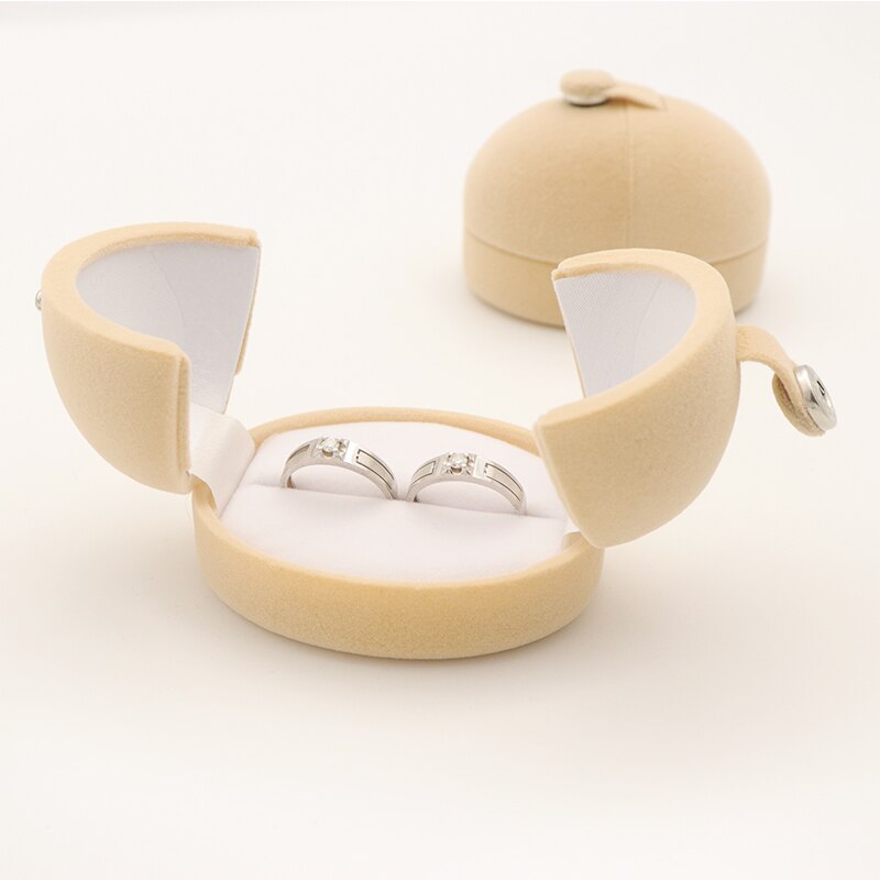 1 stuk eivormig dubbel fluwelen verlovingsoorbellen trouwringen doos voor twee ringen sieradenhouder display verpakking