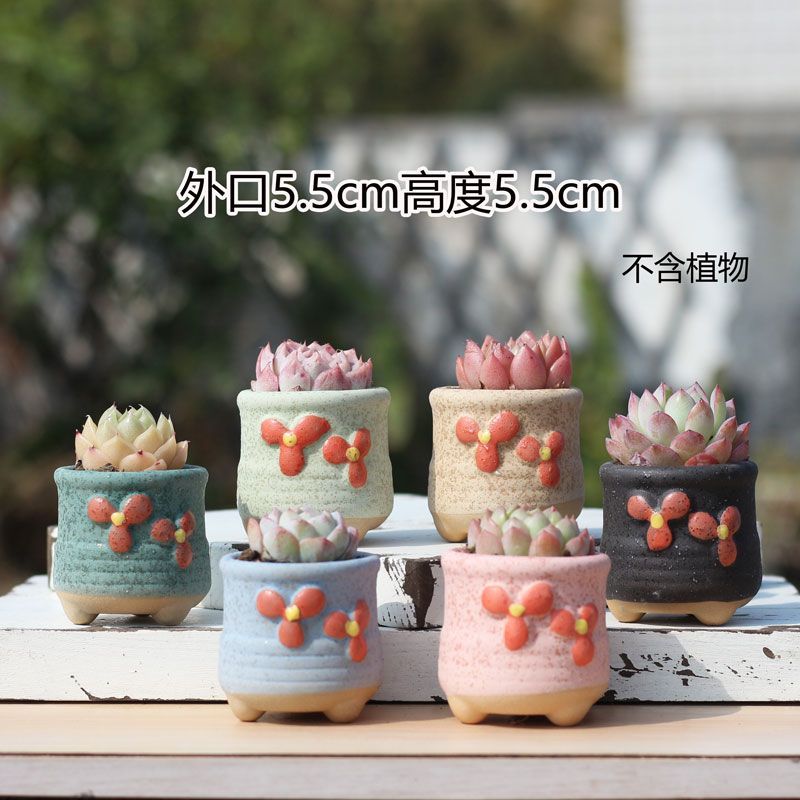 Maceta pequeña de cerámica transpirable combinada, maceta para plantas suculentas con pulgar bonito, Mini maceta para bonsái de jardín para el hogar: YELLOW