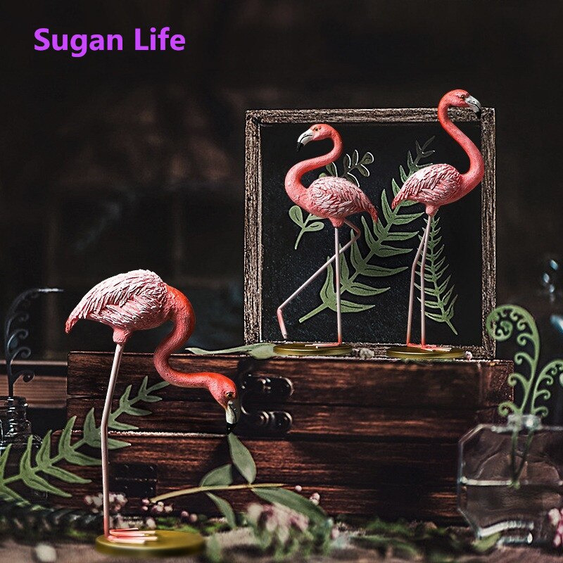 Sugan liv lyserød flamingo sød dyr form harpiks ornament hjem haven dekoration stue dekoration
