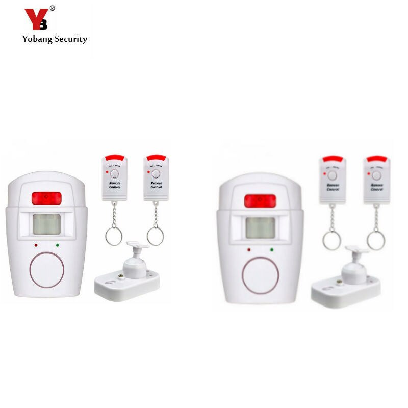 Yobang security 5 stuks draadloze pir/bewegingssensor alarm +2 afstandsbedieningen lokaal alarm inbraakalarm 105db sirenes lokaal alarmsysteem