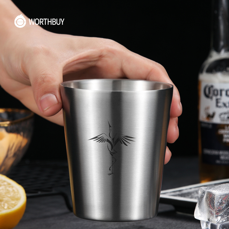 WORTHBUY Nette Muster Bier Becher 18/8 Edelstahl Bier Tasse Kaffee Becher Mit Doppel Wand Küche Drink Für Kinder Wasser Becher