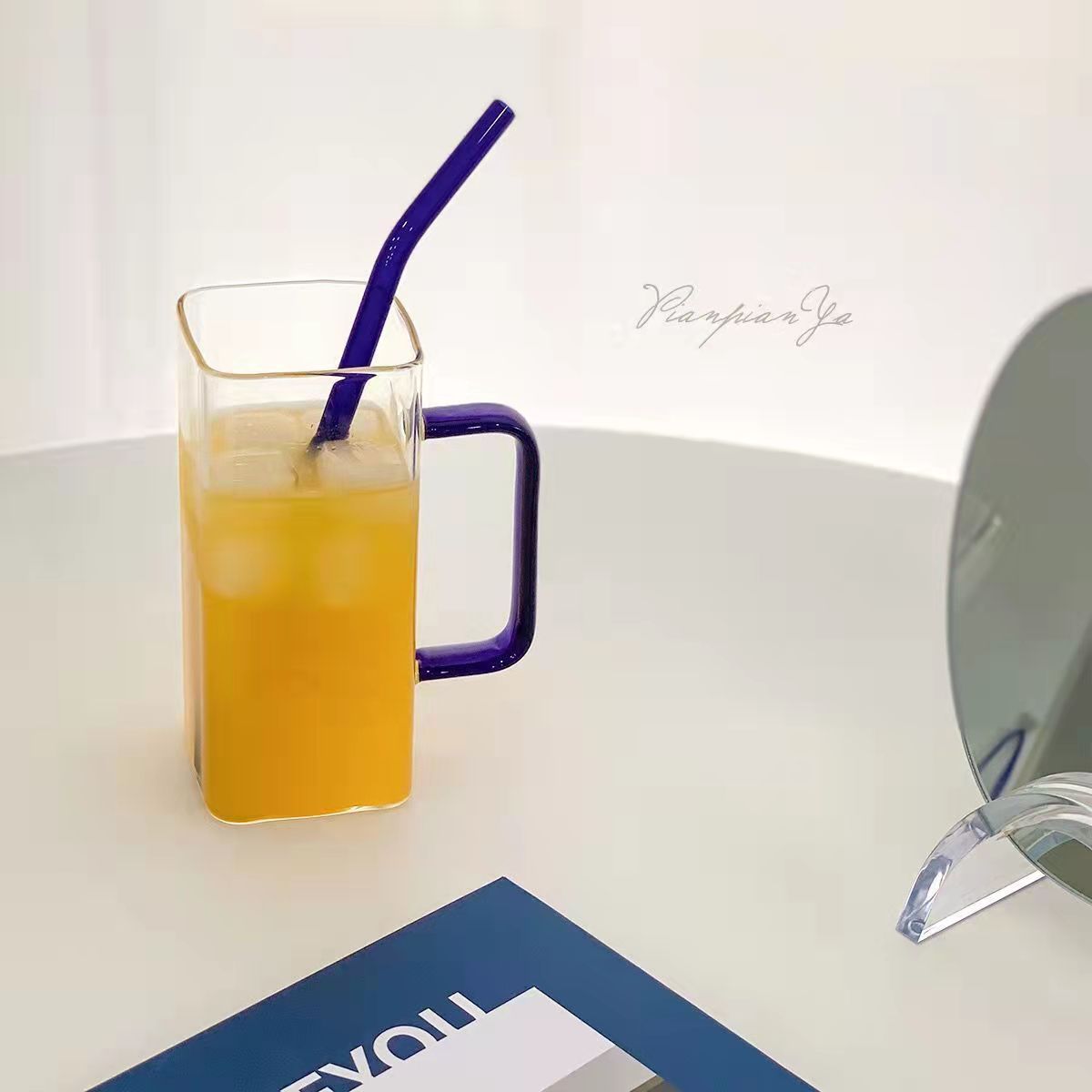 Grands verres résistants à la chaleur avec poignée, 4 pièces, verres transparents pour jus, vin, verre de cristal, sans plomb, verres à eau