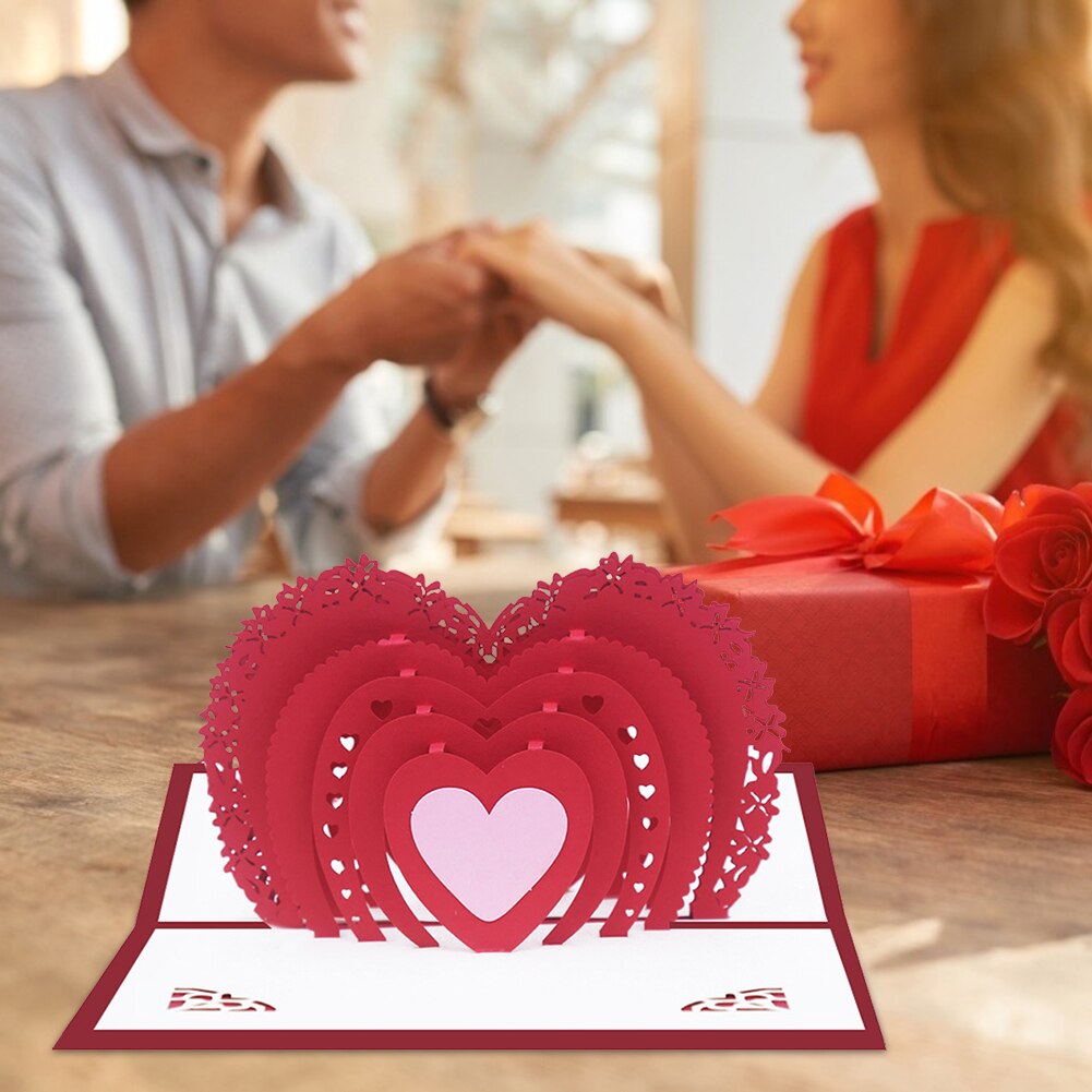 Valentines Day Greeting Cards 3D Romantic Wedding Invitations Cards Hollow Festival Card for Event Party Supplies