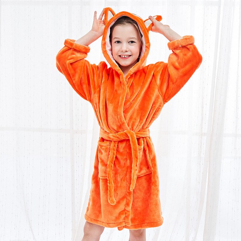 Herfst Winter Flanel Badjassen Leisure Mooie Baby Meisje/Jongen Hooded Kinderen Handdoek 6 Soorten Cartoon Dieren Badjassen pyjama