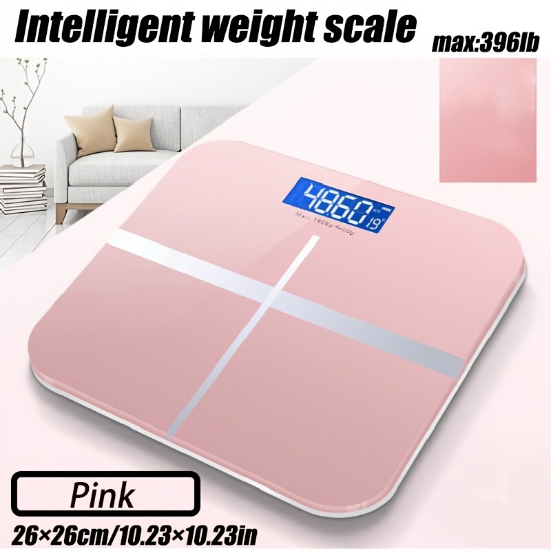 Bathroom Scale, LED Backlit Display, Thickened Glass Electronic Scale, Fitness, Outdoor Places, Home and Dormitory Small Scale: Pink