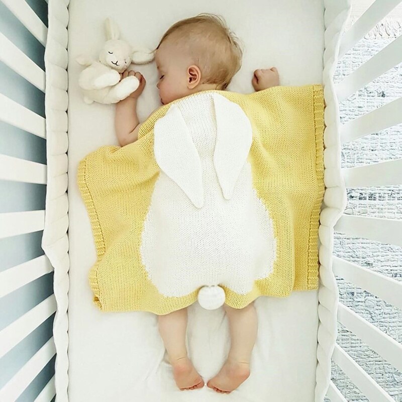 Cobertor com orelhas de coelho roupas com três tamanhos de coelho roupas infantis de malha infantil primavera inverno cobertor de dormir: yellow