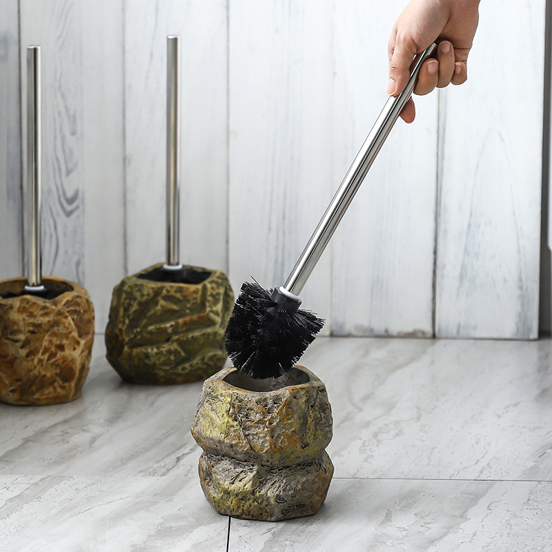 Stone Shape Toilet Brush Ceramics Floor-standing Holder Practical Cleaning Brushes Bathroom Accessories Clean Tool
