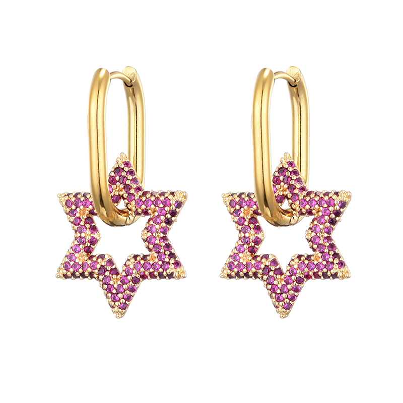 Lovbeafas Ster Ronde Roestvrijstalen Oorringen Voor Vrouwen Zirkonia Geometrische Gouden Kleur Bruiloft Elegante Sieraden: Antique Copper Plated