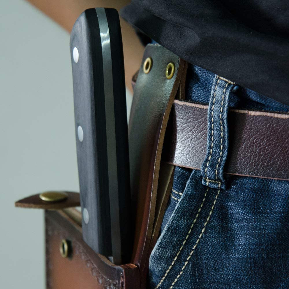 Chinese Chef Knife Sheath Leather Universal Kitchen Knives Blade Guards For Stainless Steel Cleaver Butcher Knife With Loop Belt