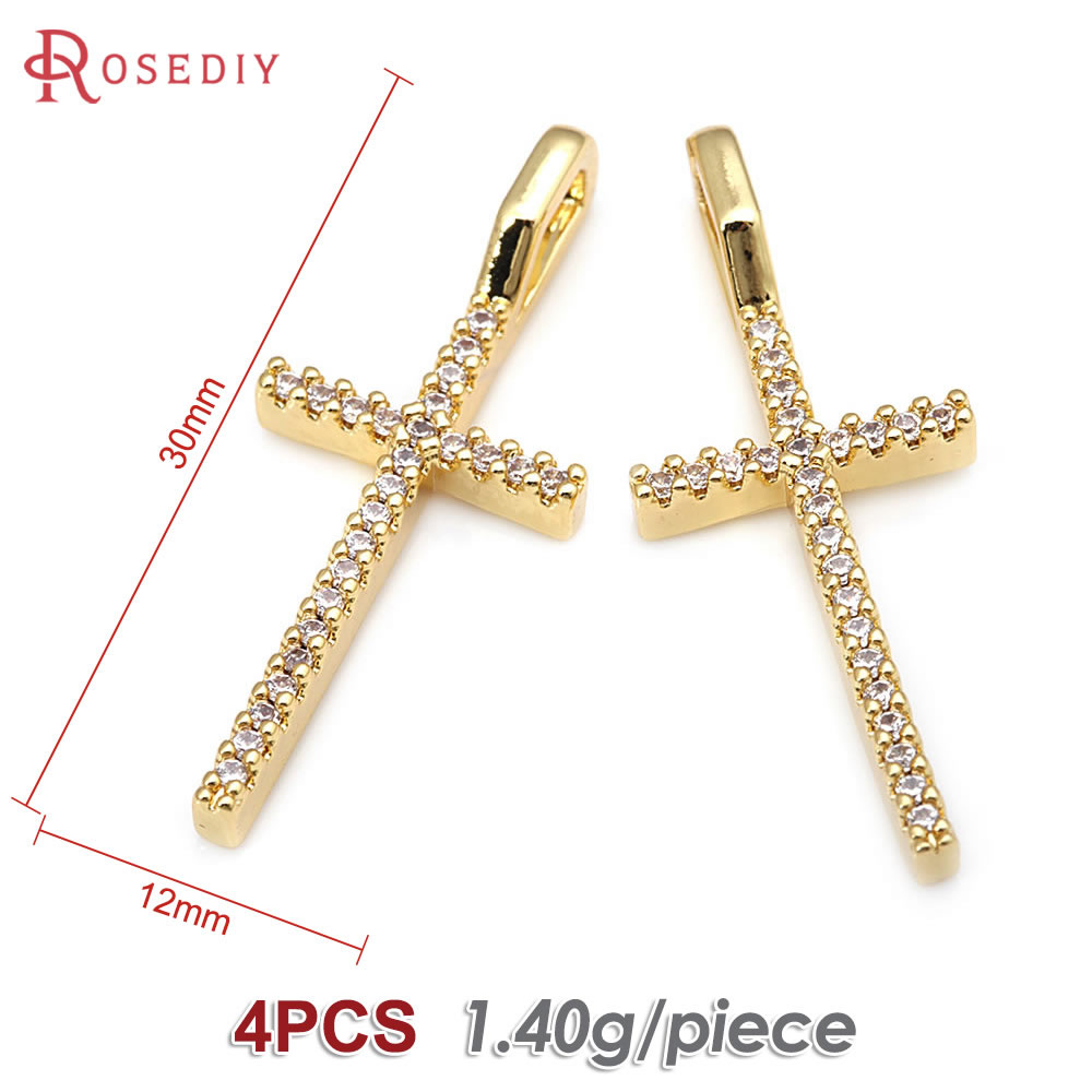 4 stk. messing zirkon kors halskæder charms vedhæng tilbehør smykkefremstillingsmaterialer rosediy officiel hjemmeside: Sort kanon belagt