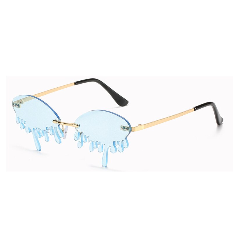 Dames zonnebril zonder montuur retro unieke tranen vorm steampunk zonnebril: Blauw
