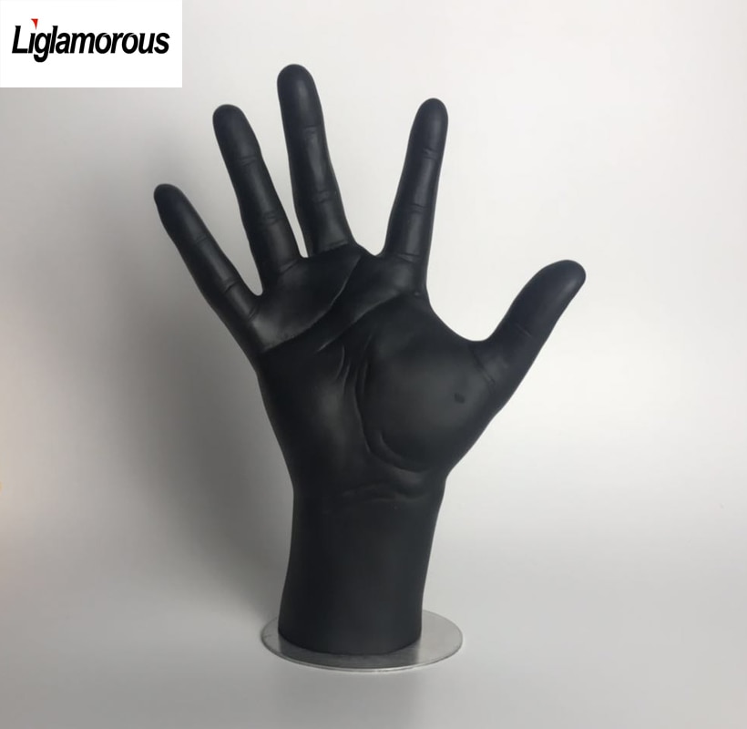 Liglamour gants de présentation pour hommes | Mannequin, mains bras, gants à cinq doigts écartés, matériel souple et Flexible, modèle noir, main 1 pièce