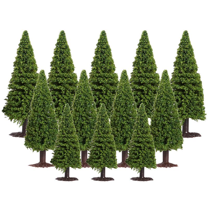 15pcs Green Scenery Landscape Model Cedar Trees Diorama Miniatures Cedar Trees Model for Scenery Landscape: Default Title