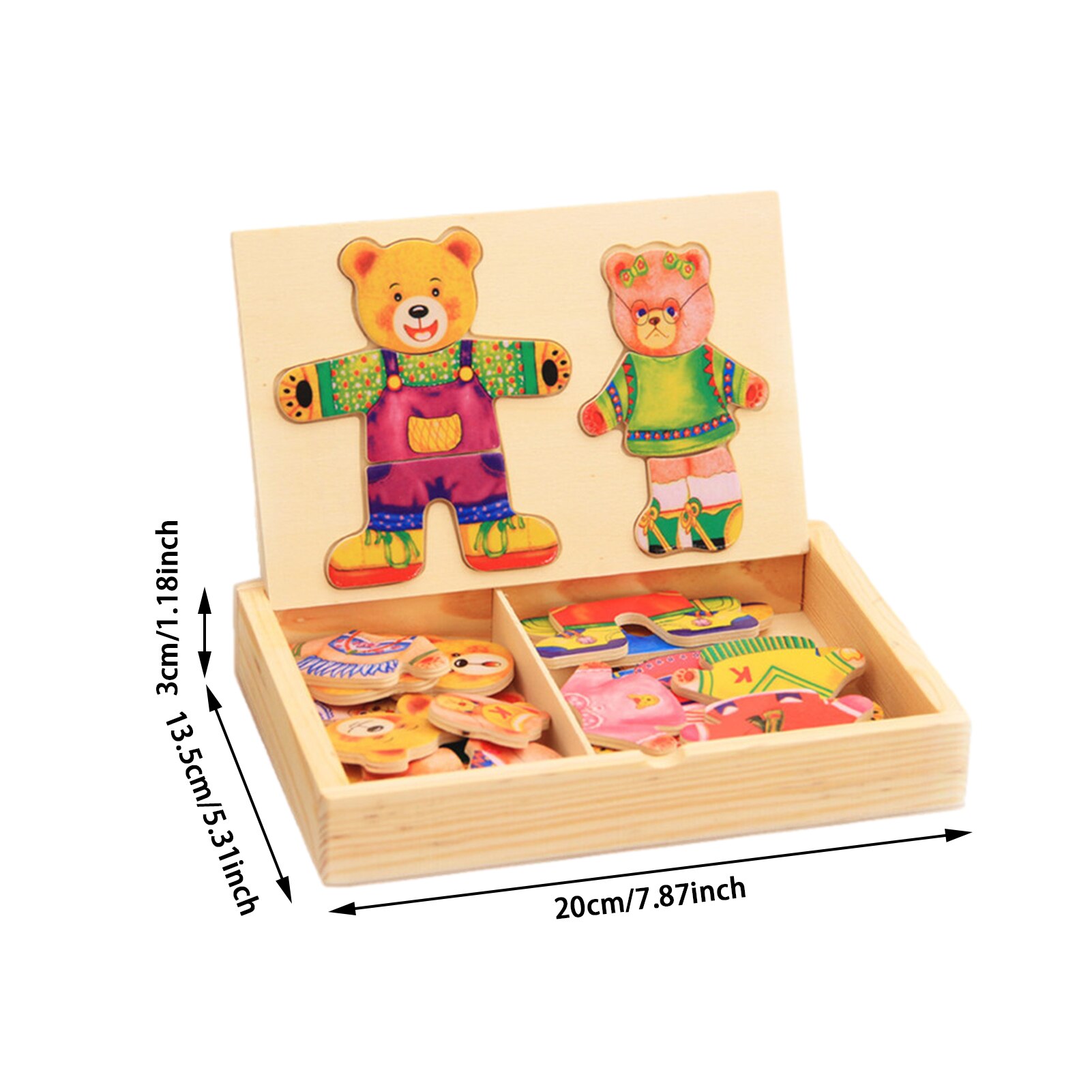 Kids Basic Vaardigheden Houten Puzzel Jurk Je Beer Leren Educatieve Hout Jigsaw Board Speelgoed Cadeau Voor Kinderen L5