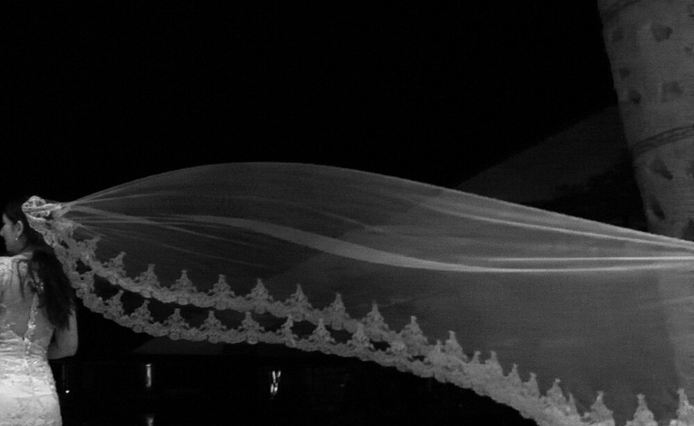 Wit/Ivoor 3 M/5 M Kathedraal Lengte Lace Edge Bridal Hoofd Sluier Met Kam Lange Bruiloft Sluier accessoires velos de novia