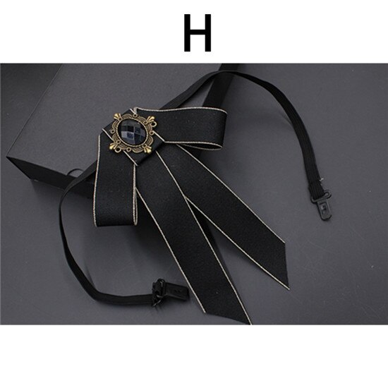 Corbata de moño grande Vintage para mujer, Collar de cinta con borlas de cristal con broche, joyas para un traje , Pin: 8