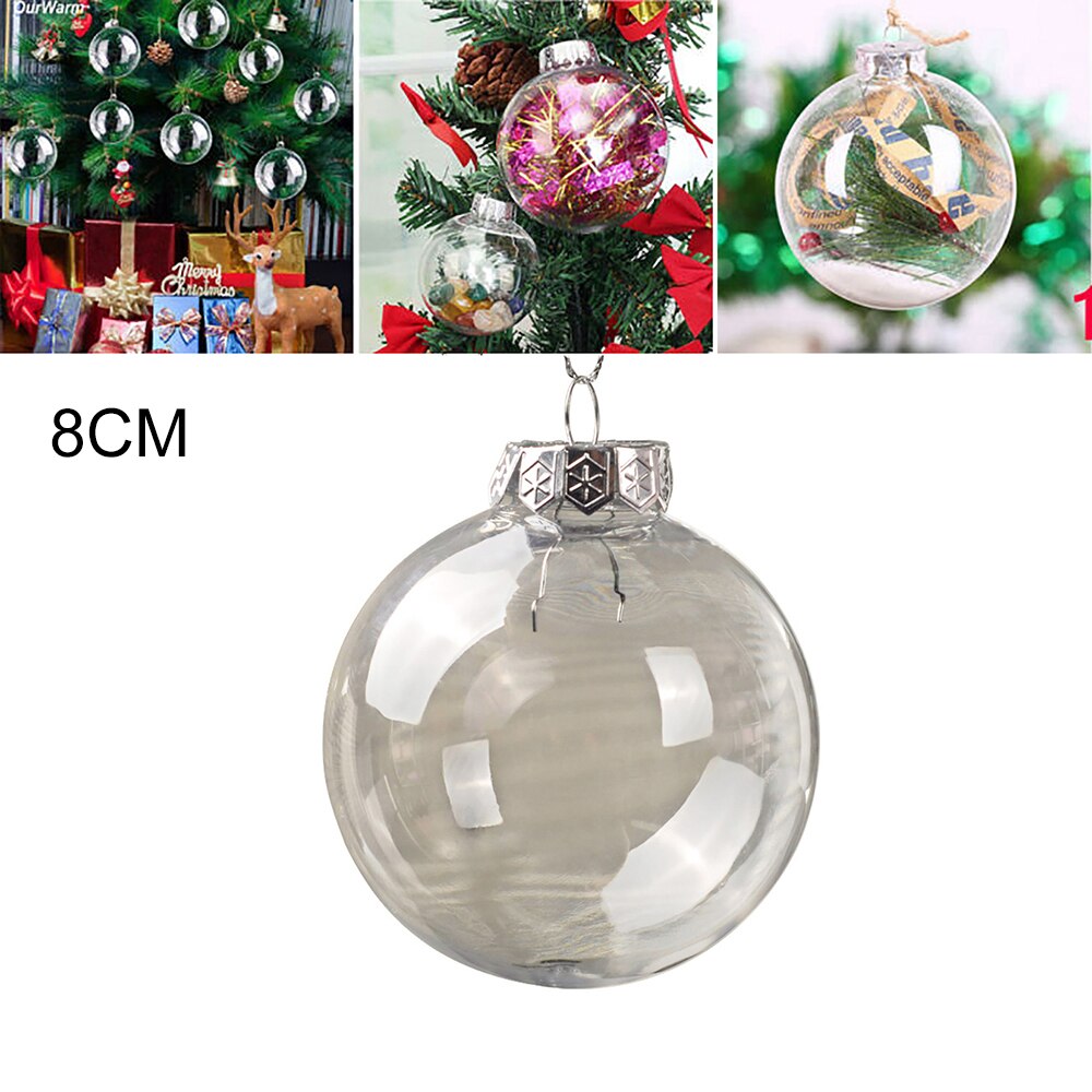 Transparent Christmas Ball 10/8cm Ornaments Decoration Plastic Clear Bauble Xmas Ball Ornament Box: 8cm