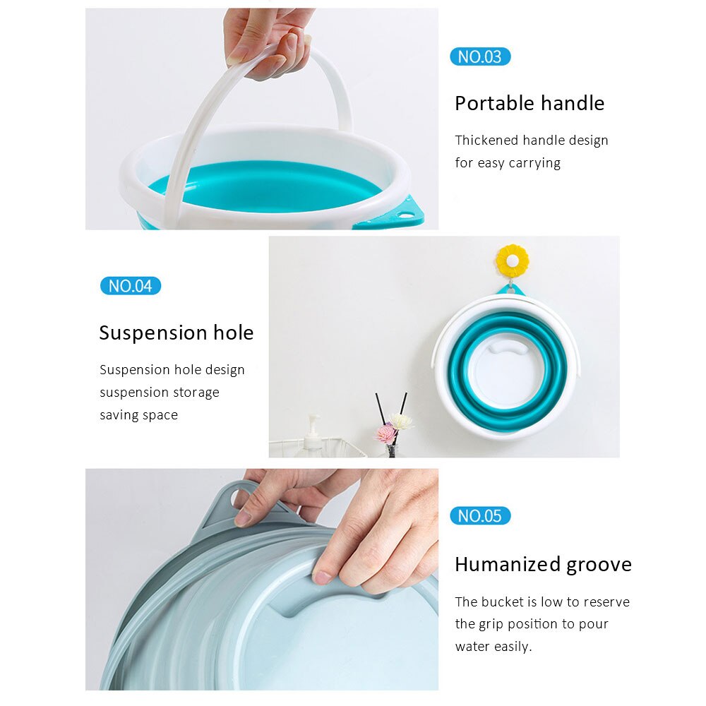 3L/5L/10L Collapsible Bucket Portable Folding Bucket with Handle Car Washing Bucket Children Outdoor Fishing Travel Home Storage
