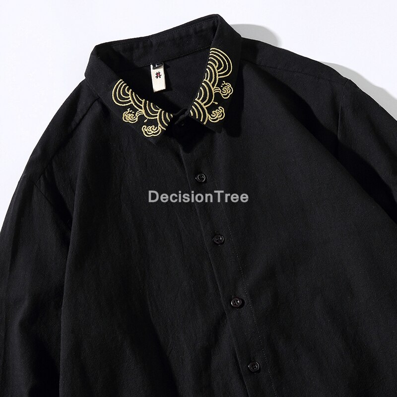 chinese style kimono men shirt full sleeve casual streetwear men shirt man linen kimono shirt men clothes wu shu tee tops