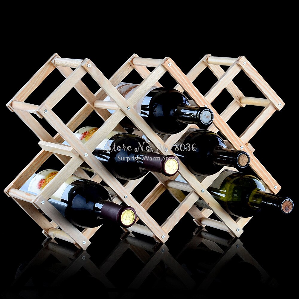 Foldable Wood Wine Rack Wine Rack 3/6/10 Bottle Dotomy Home Folding Wine Rack Organizer Red Wine Holders