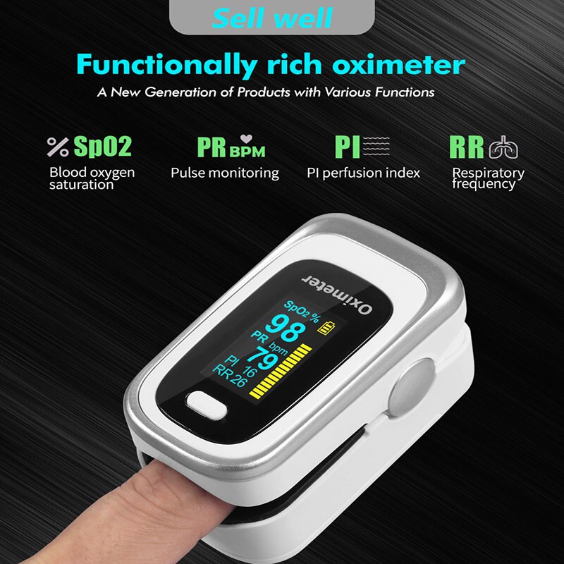 Professionele Pulsoximeter SPO2 Pr Pi Rr Hartslagmeter Oled Vinger Oximeter Draagbare Bloedzuurstofverzadiging Pulse Meter saturatiemeter vinger zuurstofmeter hartslagmeter pulsoxymeter
