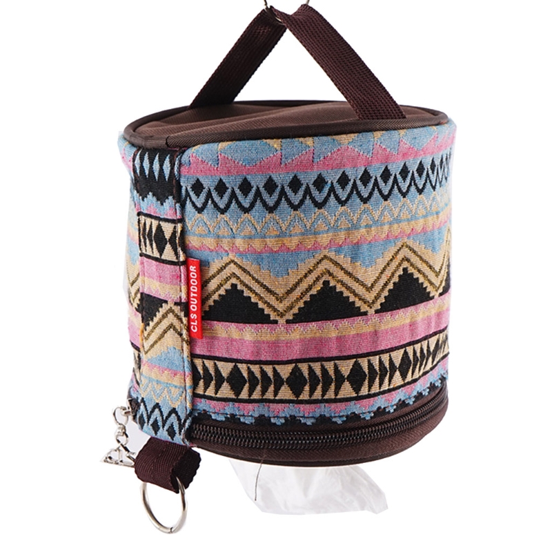 Outdoor Camping National Style Folding Toilet Paper Tissue Case Holder Portable Travel Napkin Storage Bag Durable Box: A