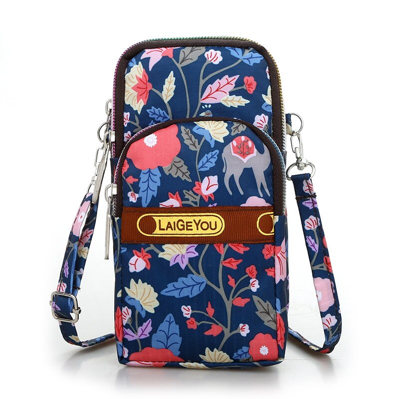 Sports Mobile Phone Bag Wrist Bag Arm Bag Shoulder Oblique Back Hanging Neck Bag Change Running Bag Purses and Handbags: Blue flower vine