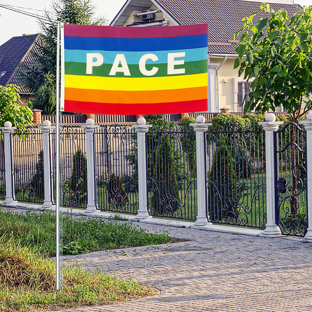Steag colorat al păcii steag pacifist din poliester 90 x 145 cm steag steag pentru pace pentru grădină balcon în aer liber pentru a promova pacea