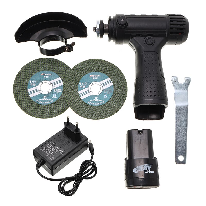 Mini Cordless Angle Grinder 16.8V 200W Polishing Machine Brushless Mini Cutter Rechargeable Power Tools With 2pcs Batteries: 1 Battery 1 Charge