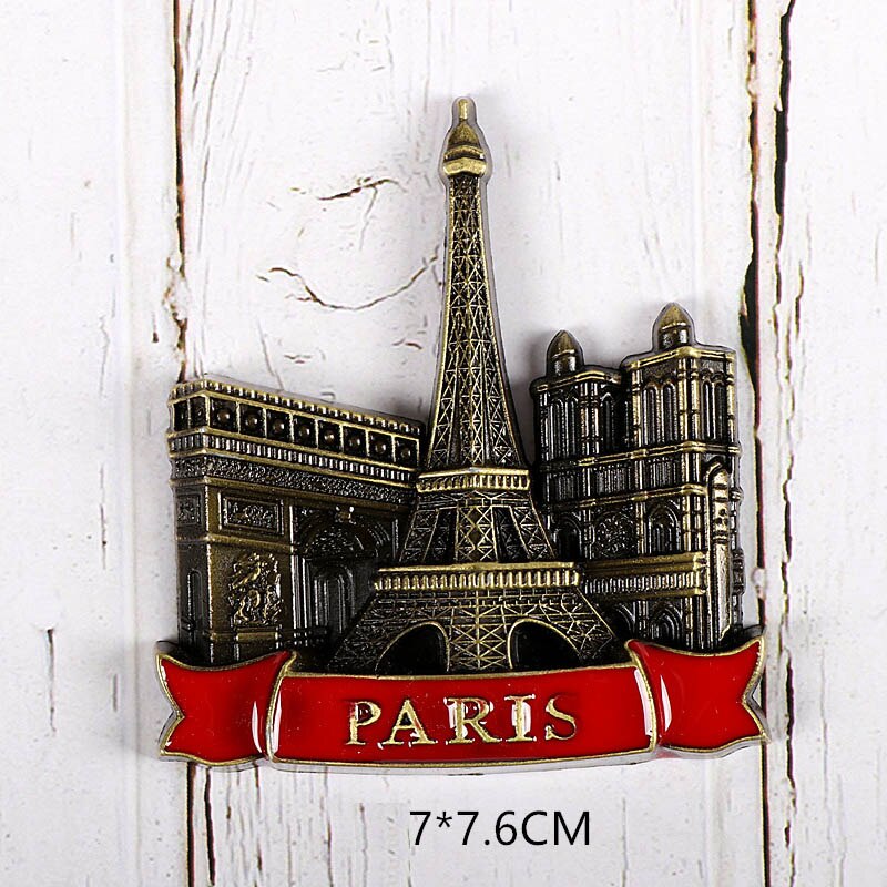 Metalliset jääkaappimagneetit magneettinen jääkaappipyramidi eiffel-torni maamerkki pariisi ranska riemukaari oscar turisti matkamuisto: Pariisi 4