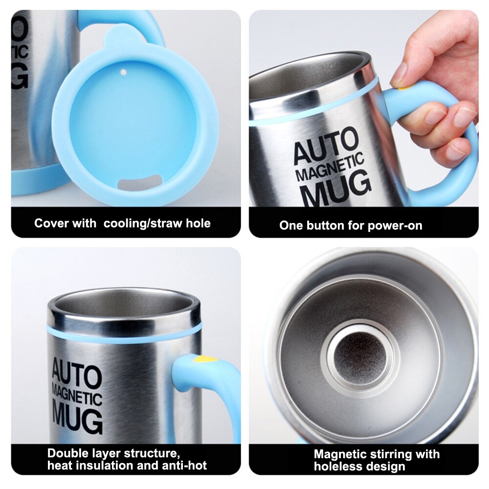 Tasse magnétique automatique de 400ML | Tasse à café, tasse magnétique automatique en acier inoxydable, tasse à mélanger isolée verres à boisson