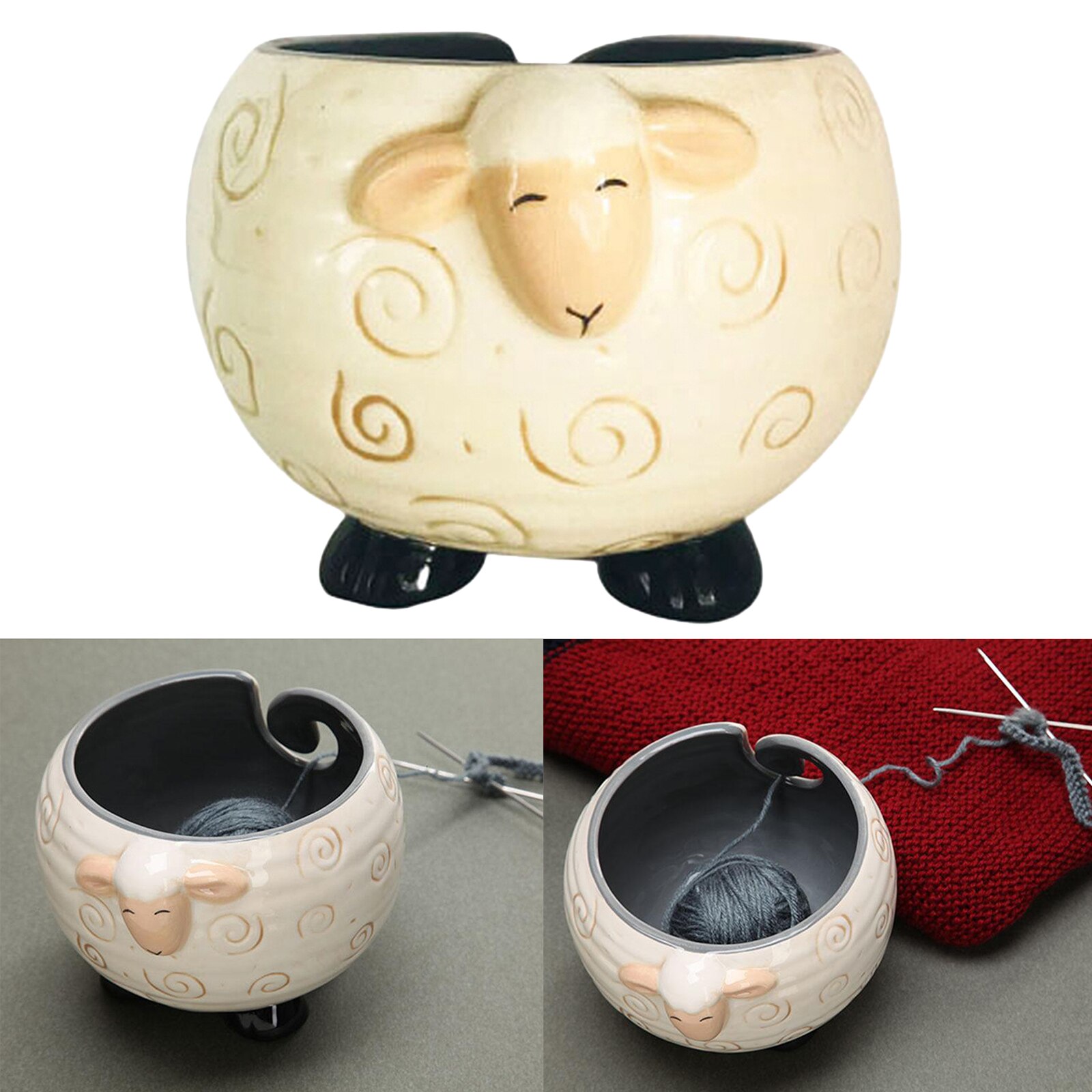 Ceramic Yarn Bowl Hand Knitting Bowl Portable Crochet Crafts
