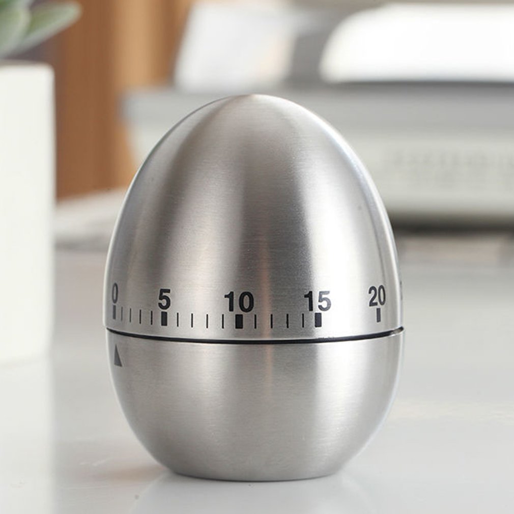 Mechanical Egg Type Kitchen Timer Funny Egg Stainless Steel Rustproof Clear Scale Anti-slip Base Timer