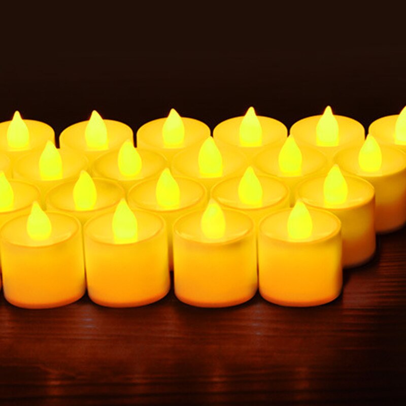 12 Pièces Coloré LED À Piles Bougies chauffe-plat Sans Flamme Mariage Décor Accessoires bougie D'anniversaire électronique Décoration: yellow light