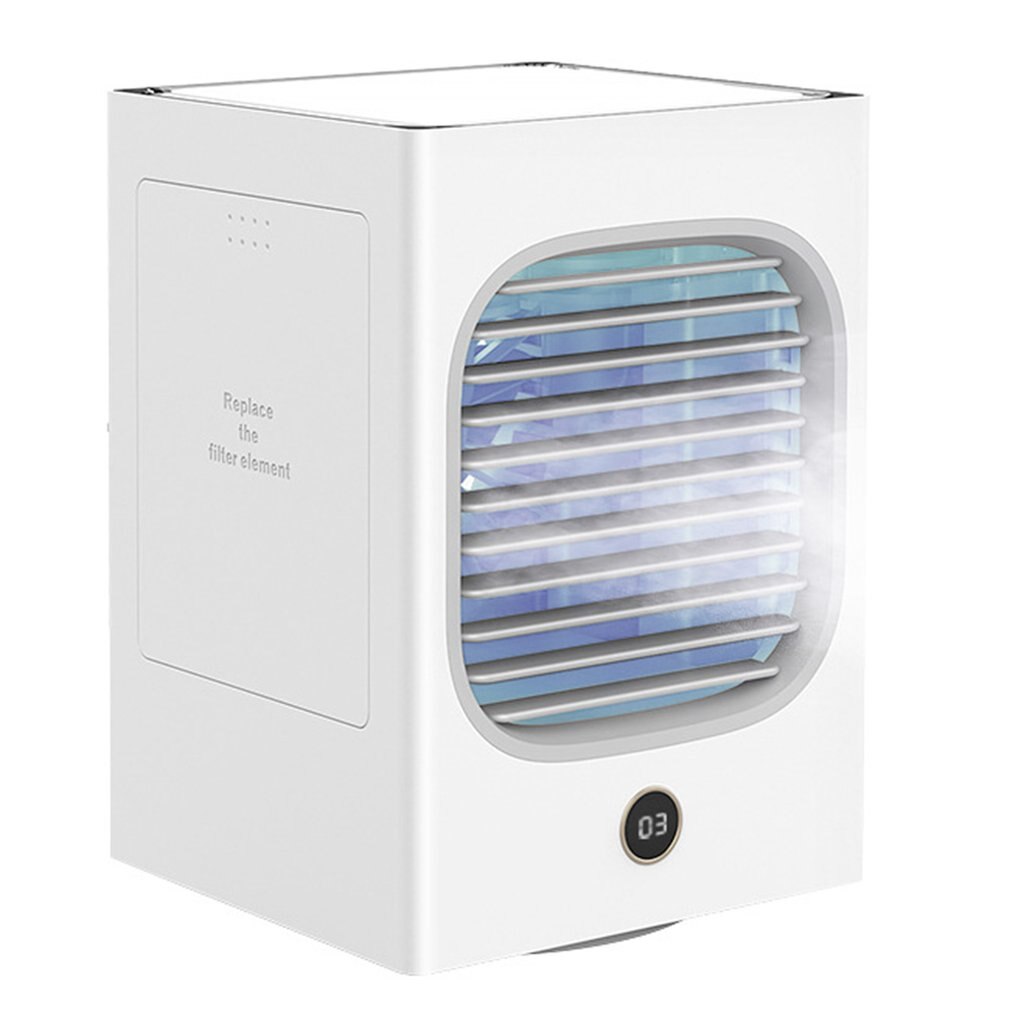 Hoofd Schudden Watergekoelde Airconditioning Ventilator Geïntegreerde Luchtbevochtiger Thuis Slaapkamer Mini Grote Capaciteit Usb Verstuiver
