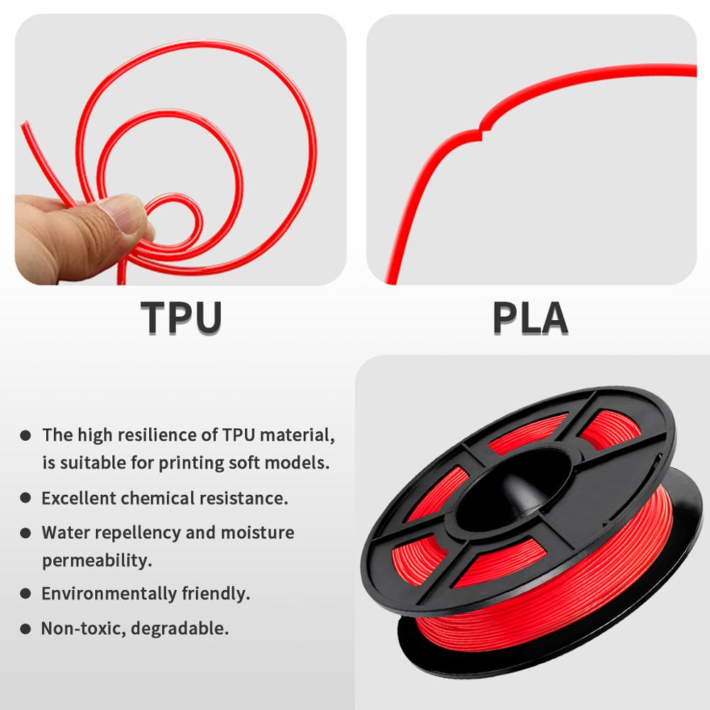 TPU 3D Stampa Filamento Rosso Rullo Flessibile 1.75 millimetri 0.5kg Filamento TPU filamento di Plastica per 3D Stampante Stampa Variopinta materiale