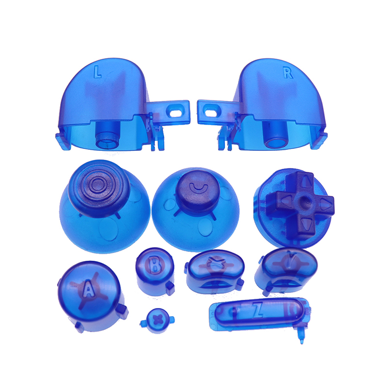 1 Juego de teclas de botón con tapa analógica de 21 colores, botones Y X A B Z para controlador Nintend Gamecube, controlador de Joystick: Azul