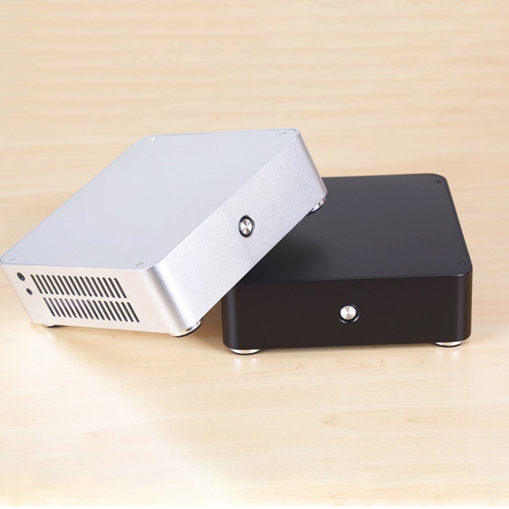 E-H60 Mini ITX Aluminum Alloy Durable Gaming Office Computer Case Practical Audio Horizontal Cooling Slim Home HTPC Chassis