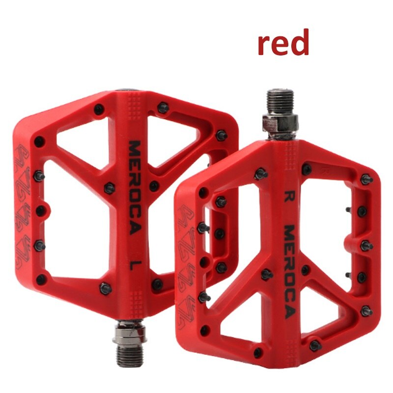 MEROCA MTB Pedal Seal bearing Platform pedals Nylon 9/16" Universal pedal Ultralight Non-slip Mountain Bike Parts 1Pair: 1 pair red