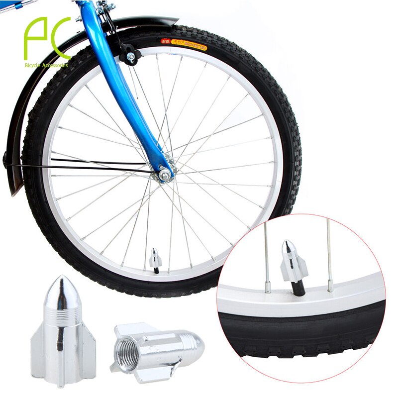 Pcycling Fiets Gasmondstuk Cap 2 Stuks Cnc Aluminium Auto Schrader Valve Cap Raket Modellering Gaspijp Ventiel Stofkap cover