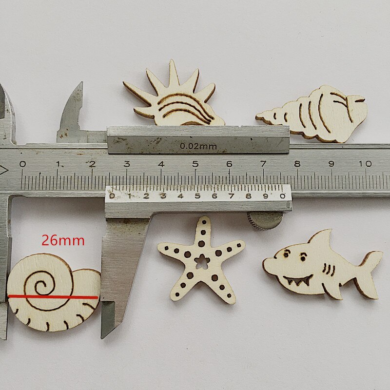 50pcs Natural Mix Unfinished Wood Cutouts Sea Animal Star Fish Shaped Wood Pieces for Kids DIY Art Craft Home Decoration