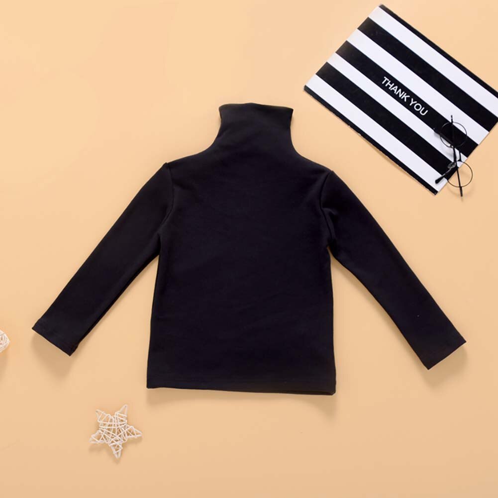 Toddler bebis små barn flickor höst varm polokrage blus svart solid långärmad vardagskläder