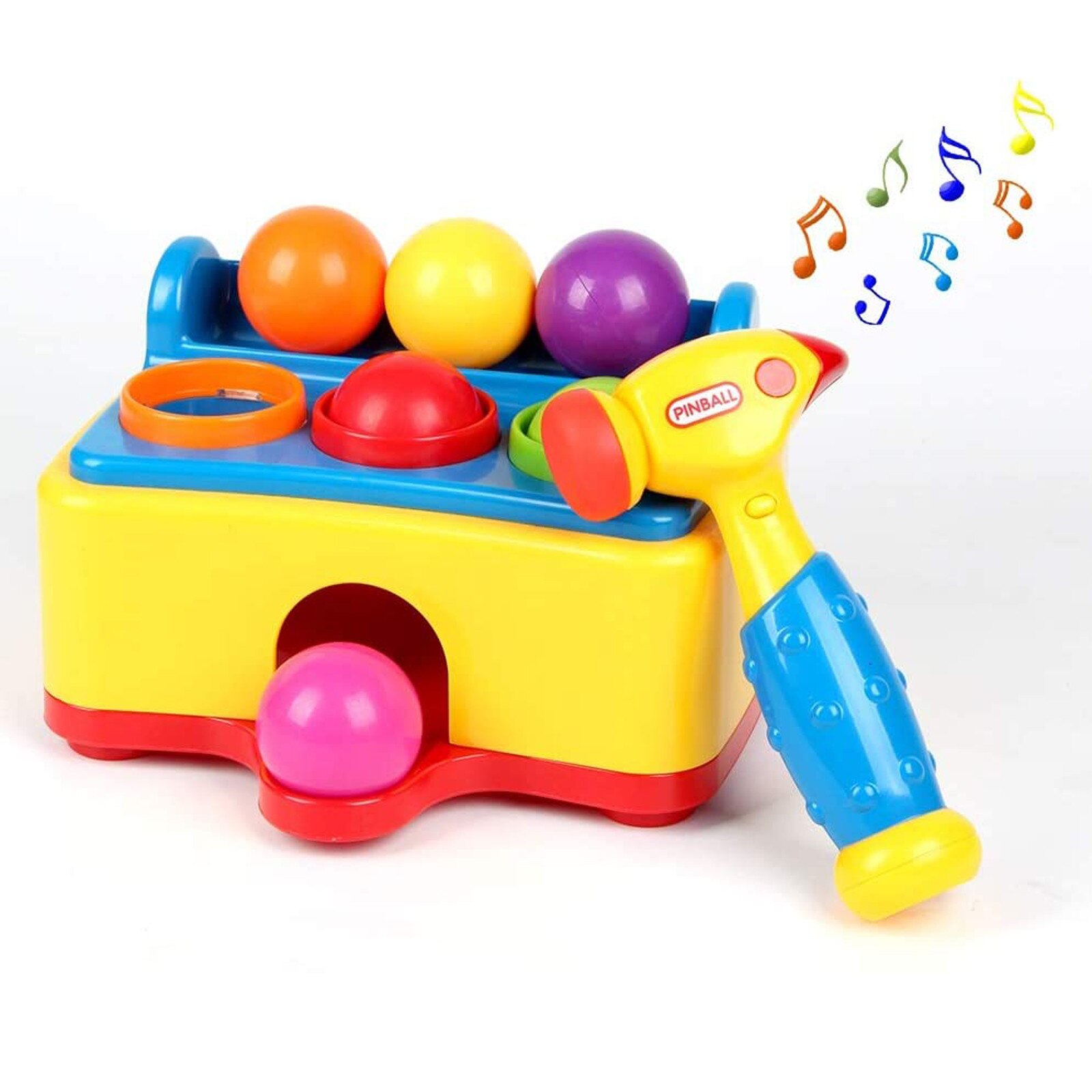 1 Juego de madera martillo bola caja para martillar juego juguetes para niños divertido martillo de bola golpeando Musical martillo Bola de juguetes educativos
