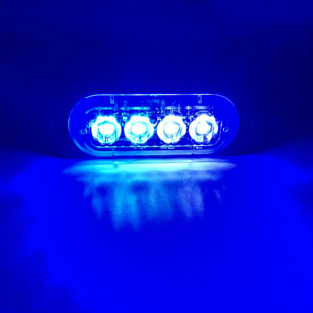 4 led-varsellys for bil, lang, lys grill, hvit, gul, for 12v 24v lastebil, tilhenger, sidelys, nødlys, politi, rotorlykt, signal: Rød