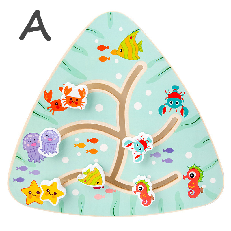 Tableros de laberinto Montessori, juguetes de madera, fruta Animal, rompecabezas deslizantes con forma Digital, juego a juego, juguetes educativos de aprendizaje para niños: Gris claro