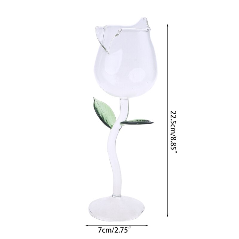 Wine Glass Rose Flower Shape Goblet Lead-Free Red Wine Cocktail Glasses Home Wed