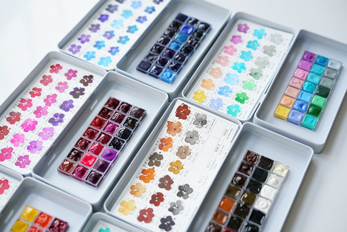 Juego de dispensadores de acuarelas MijELLO, paleta de pinturas artísticas de acuarela, macaron/azul/Verde/púrpura, 0,5 ml, 1ml