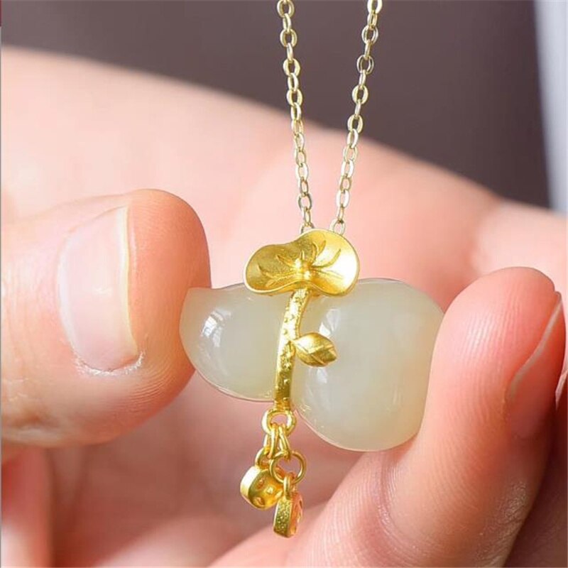 Trendy Zilver 925 Hals Ketting Voor Vrouwen Sieraden Gold Choker Bijou Lucky Jade Kalebas Hanger Ketting Vrouwelijke Party Accessoires